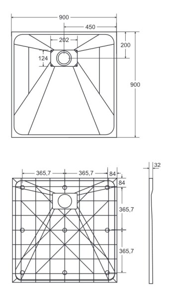 BESCO - Štvorcová sprchová vanička VEXO - čierna - Farba - Čierna , Nožičky k vani - Bez nožičiek, Rozmer A - 90, Rozmer B - 90 VANKVEX90CTVERB