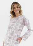 Dámska nočná košeľa 429 White Pattern - Cana L bílá s květinovým vzorem