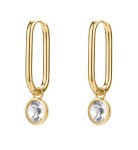 Brosway Oválne pozlátené náušnice 2v1 s kryštálom Symphonia BYM194