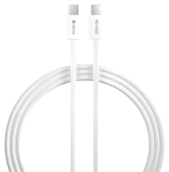 Devia SMART Series nabíjací kábel USB-C - USB-C biela / Nabíjací kábel / PD 100W / 1,5 m (6938595379536)