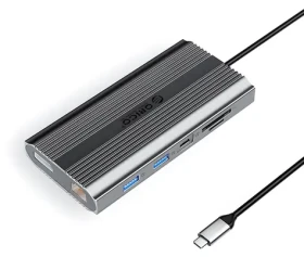 Orico dokovacia stanica 12v1 šedá / USB-C PD 100W / 2x HDMI 4K60Hz / DisplayPort 4K60Hz / RJ45 (ORICO-XDR-X33-GY-BP)