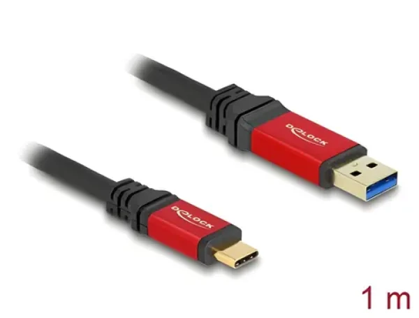 DeLock USB-A - USB-C 1 m čierna, červená / Kábel / USB 3.2 Gen 2 / 10 Gbps (80617)