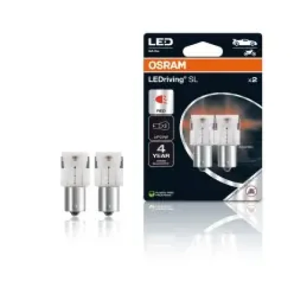 OSRAM LEDriving SL P21W červená / 100lm / 2500K / 1500h / noDIM / A + / sklo mliečne / 2ks (7506DRP-02B)
