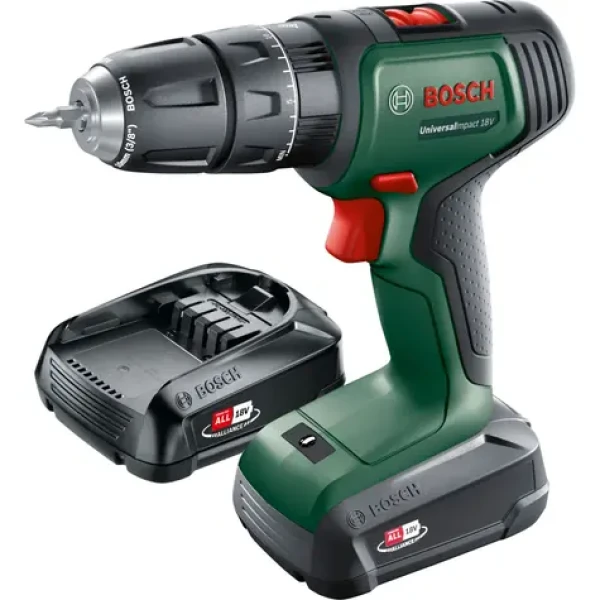 BOSCH UniversalImpact 18V / Aku vŕtací skrutkovač / 1450 ot-min / 34 Nm / 10mm skľučovadlo / 2x1.5 Ah / kufor (06039D4102)