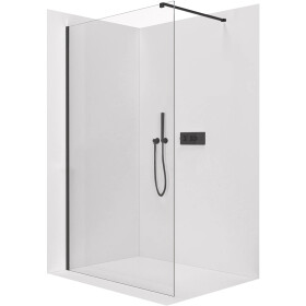 CERANO - Sprchová zástena Walk-in Onyx Cube Ľ/P - 10 mm - hranatá vzpera - čierna matná, transparentné sklo - 160x200 CER-8050BD8394