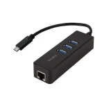 LogiLink USB-C hub čierna / USB-C hub / 3x USB-A / RJ45 Gigabit / USB 3.2 Gen1 (UA0283)