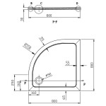 AQUALINE - TECMI vanička z liateho mramoru, štvrťkruh 80x80x3cm, R55 PQ558
