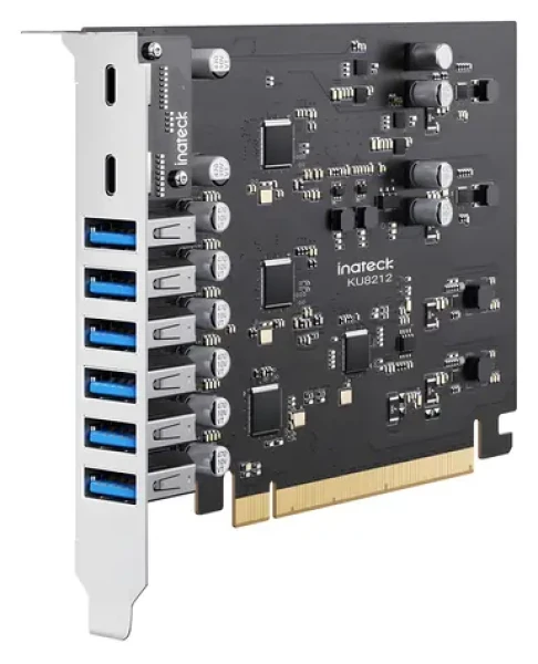 Inateck PCIe Karta USB 3.2 Gen 2 / Radič / 2x USB-C + 6x USB-A / 16 Gbps (KU8212_BLACK)