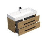 Kúpeľňová skrinka s čiernou úchytkou a umývadlom SAT Cube Way 100x53x46 cm dub Hickory mat CUBE46C1002DHSAT CUBE46C1002DHSAT
