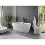 MEXEN/S - Olea voľne stojaca vaňa vzor 170 x 80, biela, sifón a prepad čierna 52821708000-70