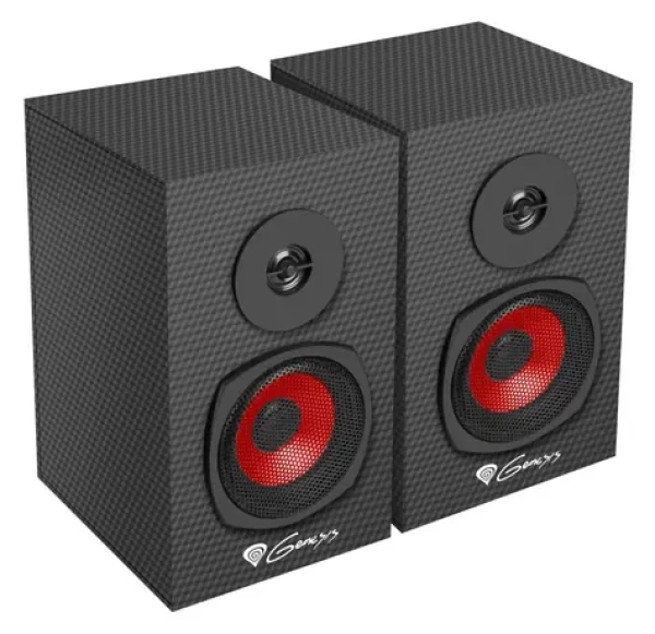 Genesis Helium 200 čierno-červená / Reproduktory / 20W RMS / 2.0 stereo / drevo / Jack 3,5 mm (NCS-1305)