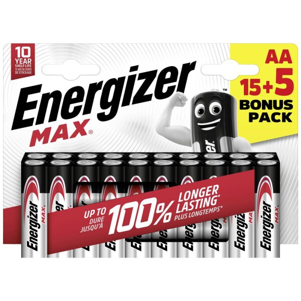 Energizer MAX AA 15+5 zadarmo 1.5V alkalické / 20ks / LR6 (EU018)