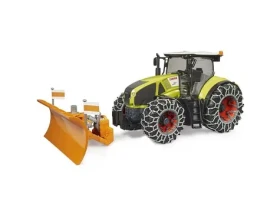 Bruder Claas Axion 950 so snehovými reťazami a radlicou