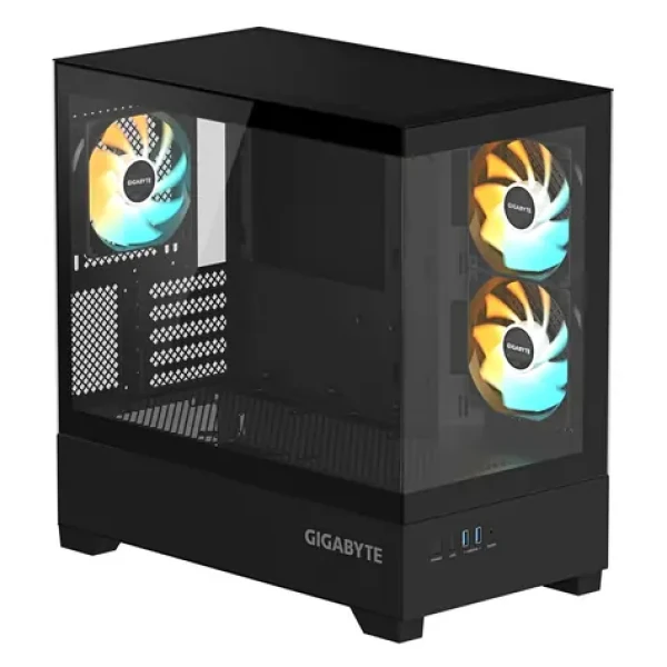 GIGABYTE C201 PANORAMIC čierna / Midi tower / Micro ATX / 2x USB 3.0 / 3x 120mm ARGB / bez zdroja / priehľadná bočnica (GB-C201P)