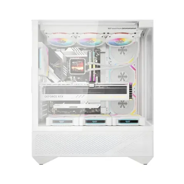 DarkFlash DY460 biela / Skriňa / Big Tower / ATX/M-ATX/ITX / Tvrdené sklo / 4× ARGB ventilátor / USB-C 3.2 Gen 2 (DY460 White + 4 fans)