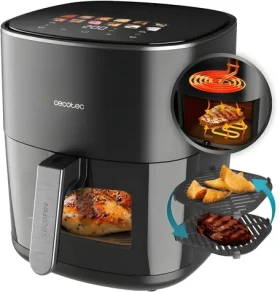 Cecotec CecofryGrill Duoheat 6500 čierna / Teplovzdušná fritéza / 2200 W / 6,5 l / okienko / dvojitý ohrev (A01_EU01_100500)