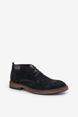 Semišové pánske šnurovacie členkové topánky Big Star OO174146 Black 45