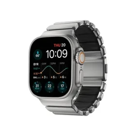 Nomad Stratos Band FKM remienok pre Apple Watch 49mm/Ultra strieborná/čierna (NM014421858)