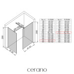CERANO - Sprchová zástena Walk-in Onyx TL/P - 10 mm - hranatá vzpera - čierna matná, transparentné sklo - 150x100x200 CER-8050BD8819