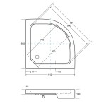BESCO - ALEX STONE EFFECT štvrťkruhová sprchová vanička - Rozmer A - 91 cm, Rozmer B - 91 cm, Rozmer C - 16 cm OLBVANACALE90S