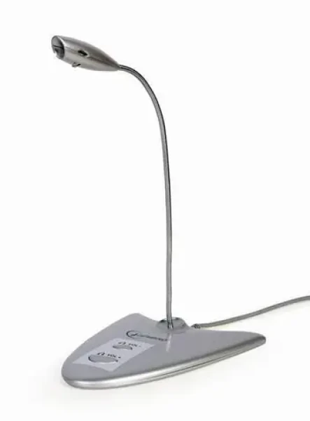 Gembird USB stolný mikrofón strieborná / Mikrofón / integrovaná zvuková karta / USB / 1,2 m (MIC-DU-01)