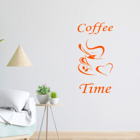 Veselá Stena Samolepka Coffee time Farba: oranžová, Veľkosť: 80 x 40 cm