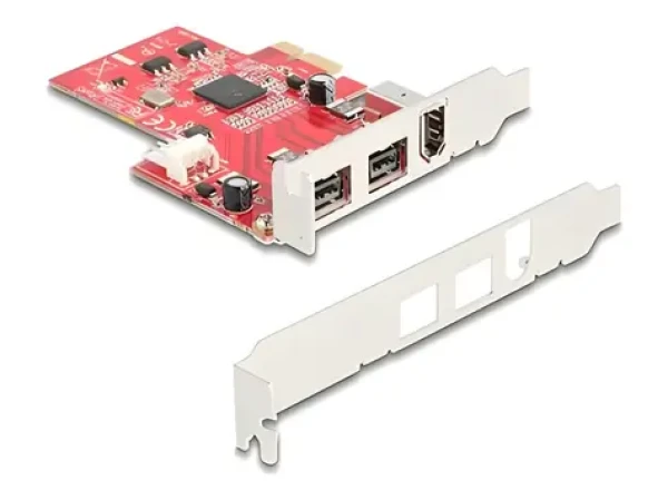 DeLock PCIe karta 2x FireWire 800 + 1x FireWire 400 / Radič / PCI Express x1 / 9-pin + 6-pin (90738)