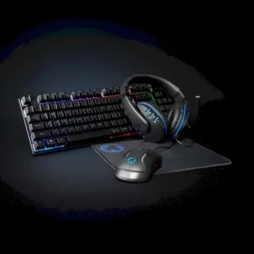 Nedis Herná súprava 5v1 čierna / Klávesnica, myš, slúchadlá a podložka / RGB podsvietenie / USB / US layout (GCK51110BKUS)