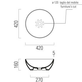 GSI - PURA keramické umývadlo na dosku, Ø 42cm, biela mat 885109