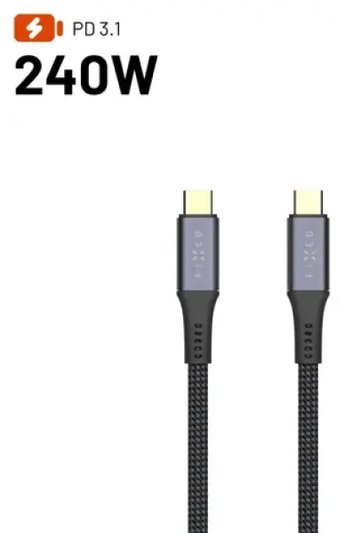 FIXED Media Cable čierna / Kábel USB-C/USB-C / USB4 Gen3 40Gbps / PD 3.1 240W / 8K60Hz / 2m