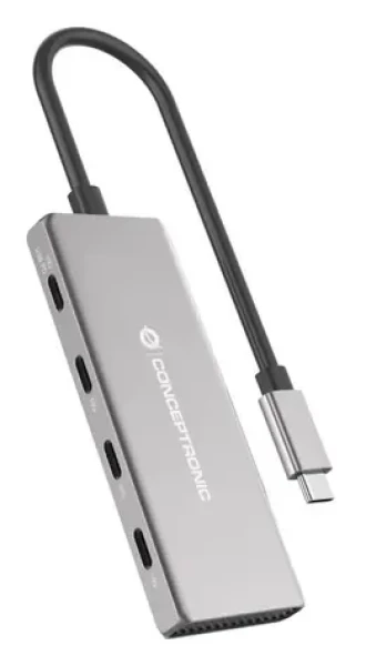 Conceptronic HUBBIES16G sivá / USB-C hub / 4X USB-C / USB 3.2 Gen 2 / USB-C PD 100W (HUBBIES16G)