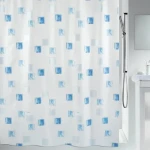 Spirella MILANO sprchový záves motív štvorcov 180 x 200 cm bielo-modrý/polyester (7610583011879)