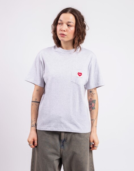 Carhartt WIP W' S/S Pocket Heart T-Shirt Ash Heather/Red S