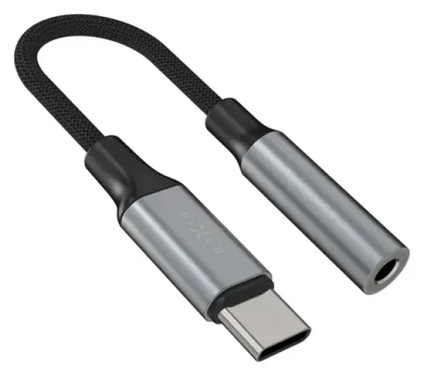 FIXED Link Space Gray / Redukcia / USB-C na 3,5 mm jack / hliníkové telo / DAC (FIXA-CJ-GR)