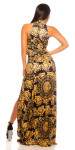 Sexy Maxi Neck Dress With Print blackyellow Einheitsgroesse