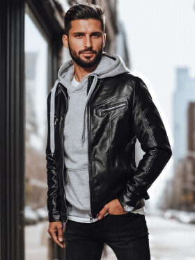 Pánska kožená bunda čierna FashionStreet TX4330 M