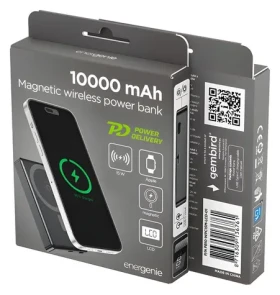 Powerbanka 10000 mAh čierna / Powerbanka / Power Delivery 20 W / bezdrôtové nabíjanie 15 W / LCD displej (PB10-WPC15M-LCD-01)