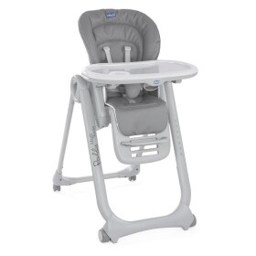 Chicco Stolička jedálenská Polly Magic Relax - Graphite / 4-kolesová / odnímateľný pultík / 5-bodové pásy / od 6 mesiacov (8058664108732)