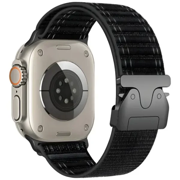 Beline Woven Nylon Diagonal Style Parachute čierna / Remienok pre Apple Watch / 42/44/45/49 mm / nylonový
