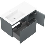 MEXEN/S - Orio kúpeľňová skrinka 90 cm s umývadlom Otis ľavá, 1S, 1D, grafit mat/biela mat 91A13-09047-3-BBFF66-W18L01