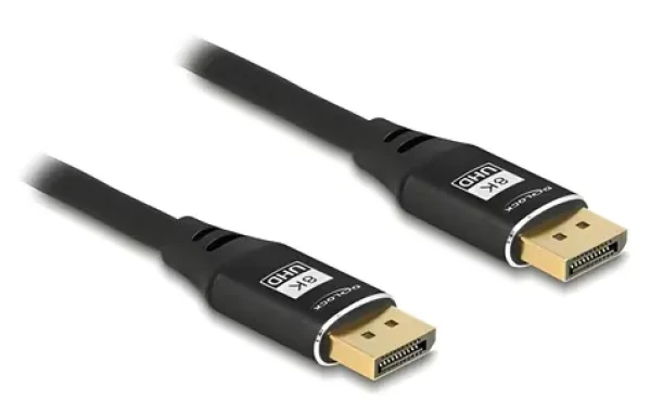 DeLock DisplayPort kábel čierny / Video kábel DisplayPort / 3M / 8K 60Hz / HBR3 / pozlátené konektory (80622)