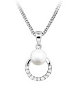 Silver Cat Strieborný náhrdelník s pravou perlou a zirkónmi Pearls SC601 (retiazka, prívesok)