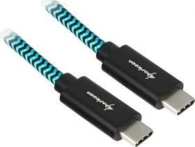Sharkoon USB-C 3.2 Gen 2 1 m čierna/svetlo modrá / USB-C kábel / 10 Gb/s / Opletený hliníkový / Nabíjanie 3 A (4044951027149)