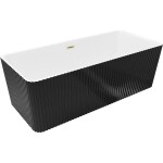 MEXEN/S - Nila voľne stojaca vaňa reliéf 170 x 75, biela/čierna, sifón a prepad zlatá kartáčovaná 52841708075-55