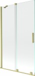 MEXEN/S - Velar Dvojkrídlová posuvná vaňová zástena 110 x 150, transparent, zlatá kartáčovaná 896-110-000-01-55