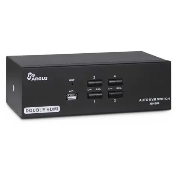 Inter-tech AS-42HA / KVM prepínač / HDMI / 4 porty / USB / audio / kovové prevedenie (88887244)