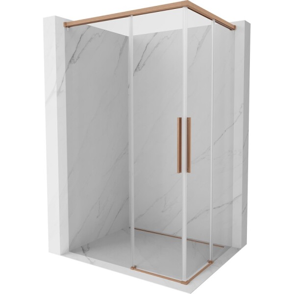 MEXEN/S - Rox Duo sprchovací kút posuvný 80 x 75, transparent, meď kartáčovaná 8C2D-080-075-65-00