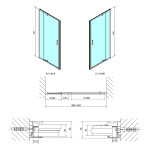 POLYSAN - EASY BLACK otočné sprchové dvere 880-1020, sklo BRICK EL1738B