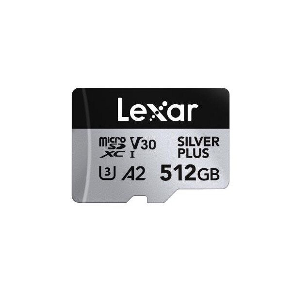 Lexar Professional Silver Plus MicroSDXC 512 GB Class 10 UHS-I/U3 A2 V30 (LMSSIPL512G-BNANG)