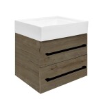 Kúpeľňová skrinka s umývadlom a čiernou úchytkou SAT Cube Way 60x53x46 cm dub Wellington mat CUBE46C602DWSATCW CUBE46C602DWSATCW
